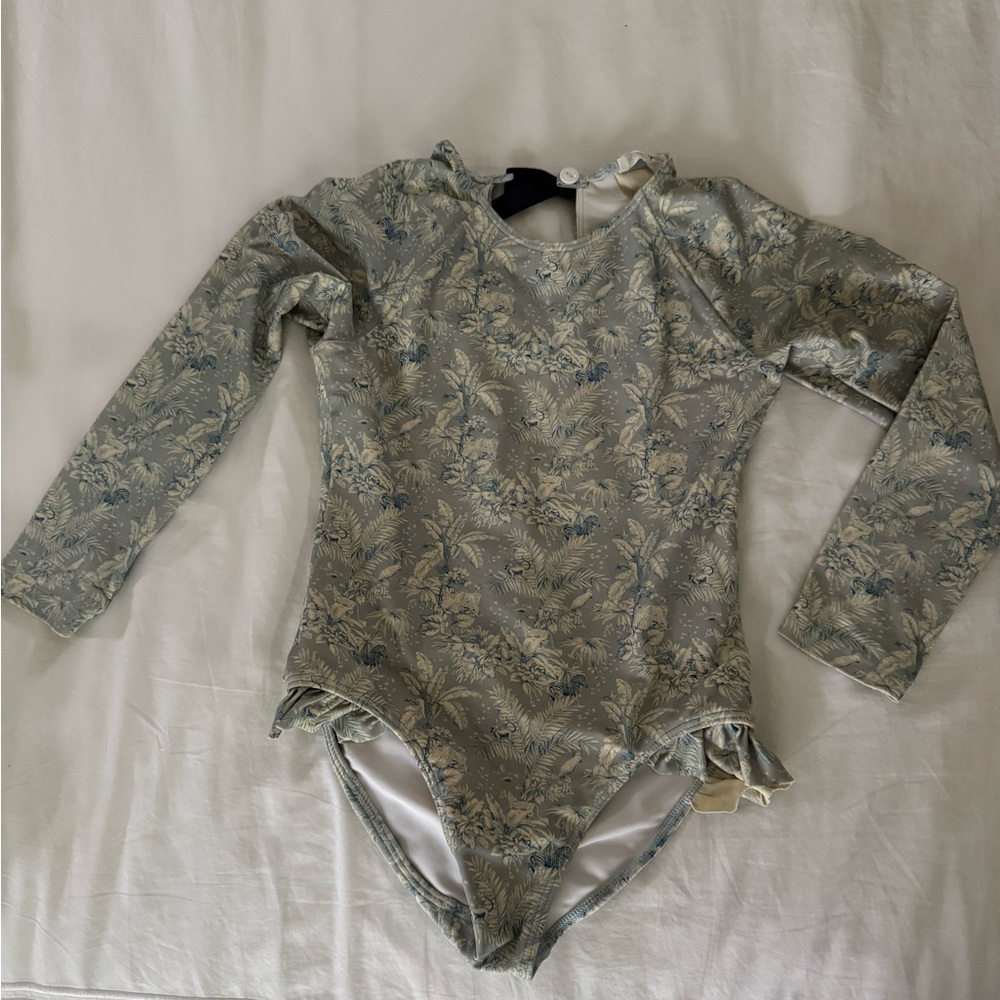 Tuckernuck x Minnow Light Blue Floral Swimwear Long-sleeve Rash Guard